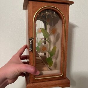 Wooden Jewelry Box with Floral Design